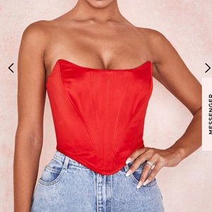 House of CB RED SATIN CORSET